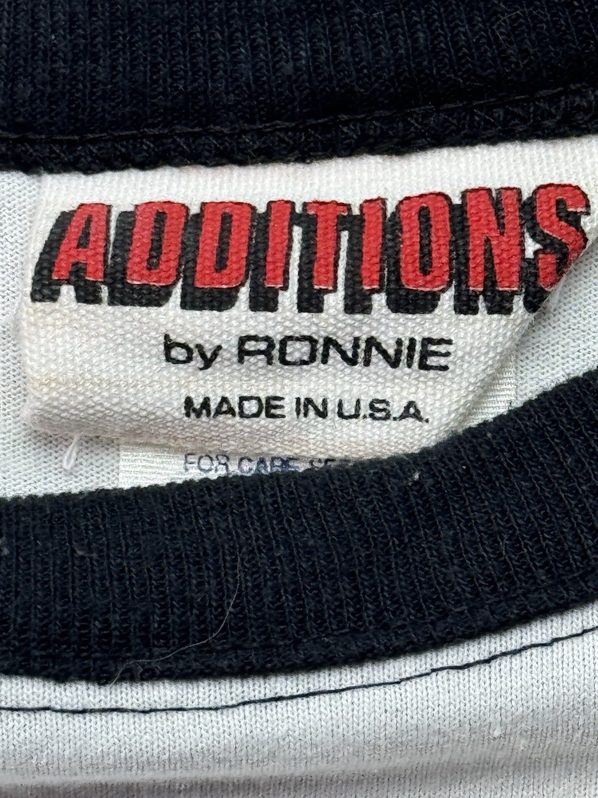 Vintage 80’s Additions By Ronnie White T-shirt Black Raglan Floral Graphic SS