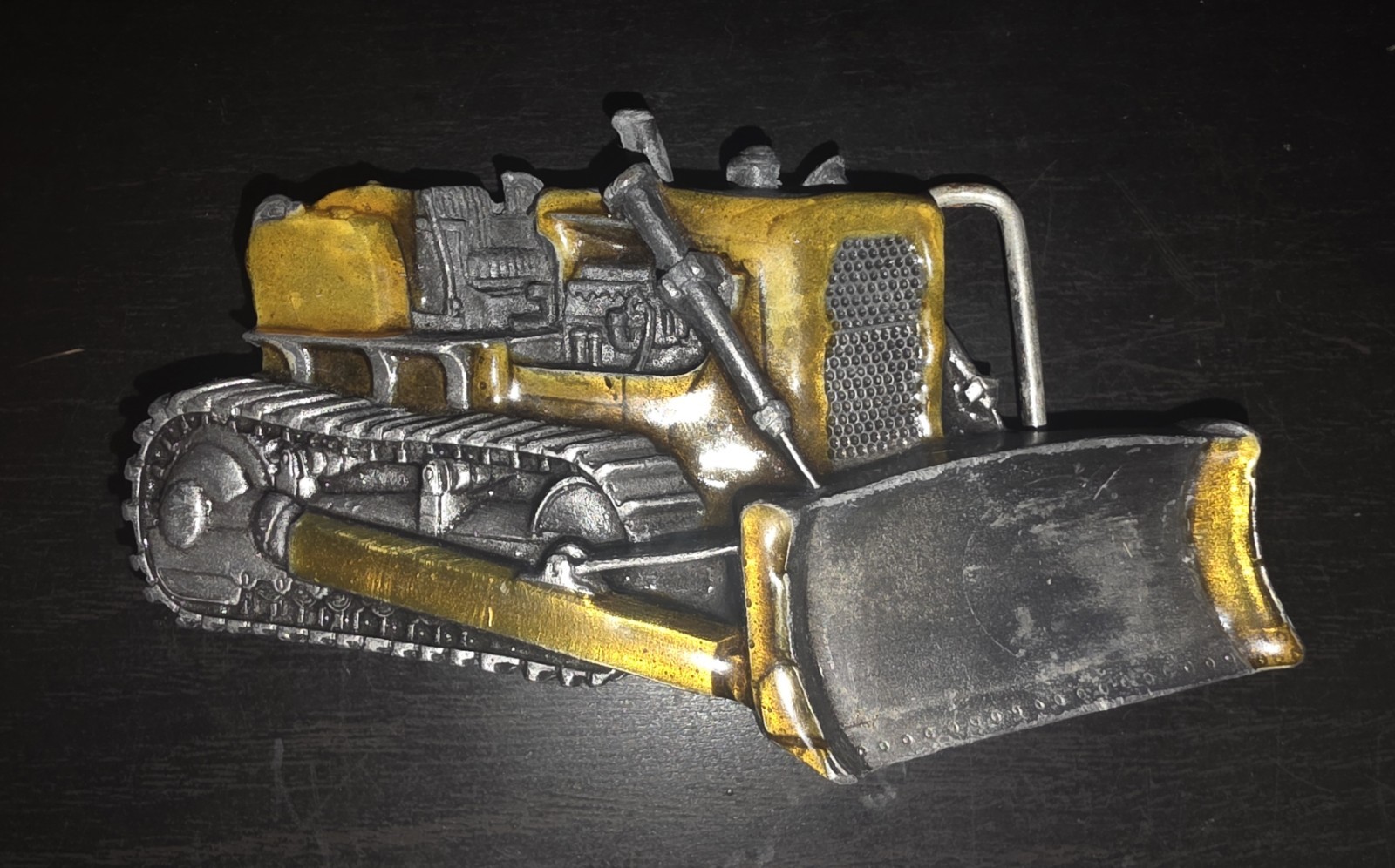 VTG Bergamot Brass Works 1978 Bulldozer Belt Buckle K-38 Made in USA