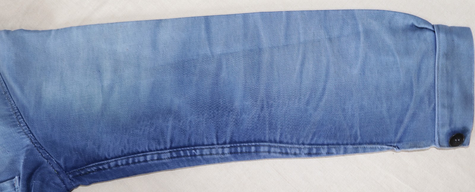 French 1940/50s Blue Moleskin Faded Stained Work Jacket DUBURE & DEVERCHERE Sz M