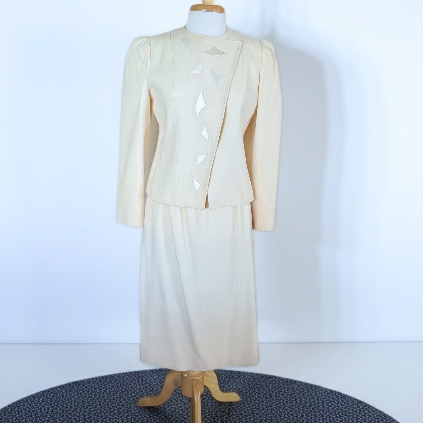 Vintage 80s Norgail LTD New York Wool Skirt Suit Puff Shoulder Power Suit