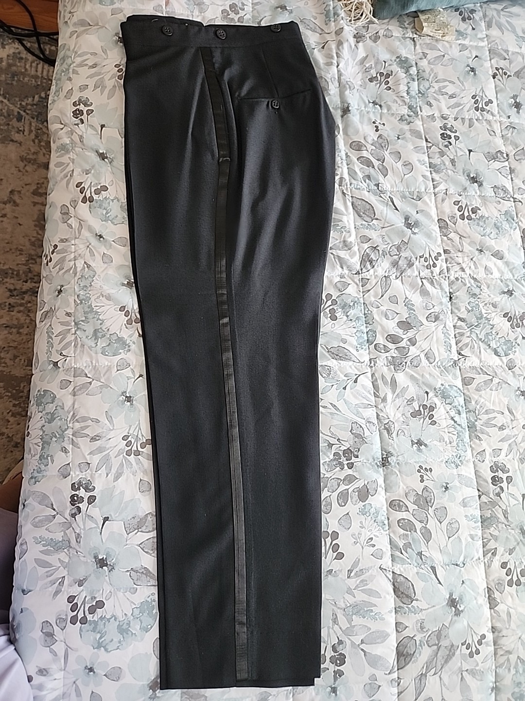 Vintage 70s Jack Silver Tuxedo Suit Black Satin Shawl Collar Union Made USA