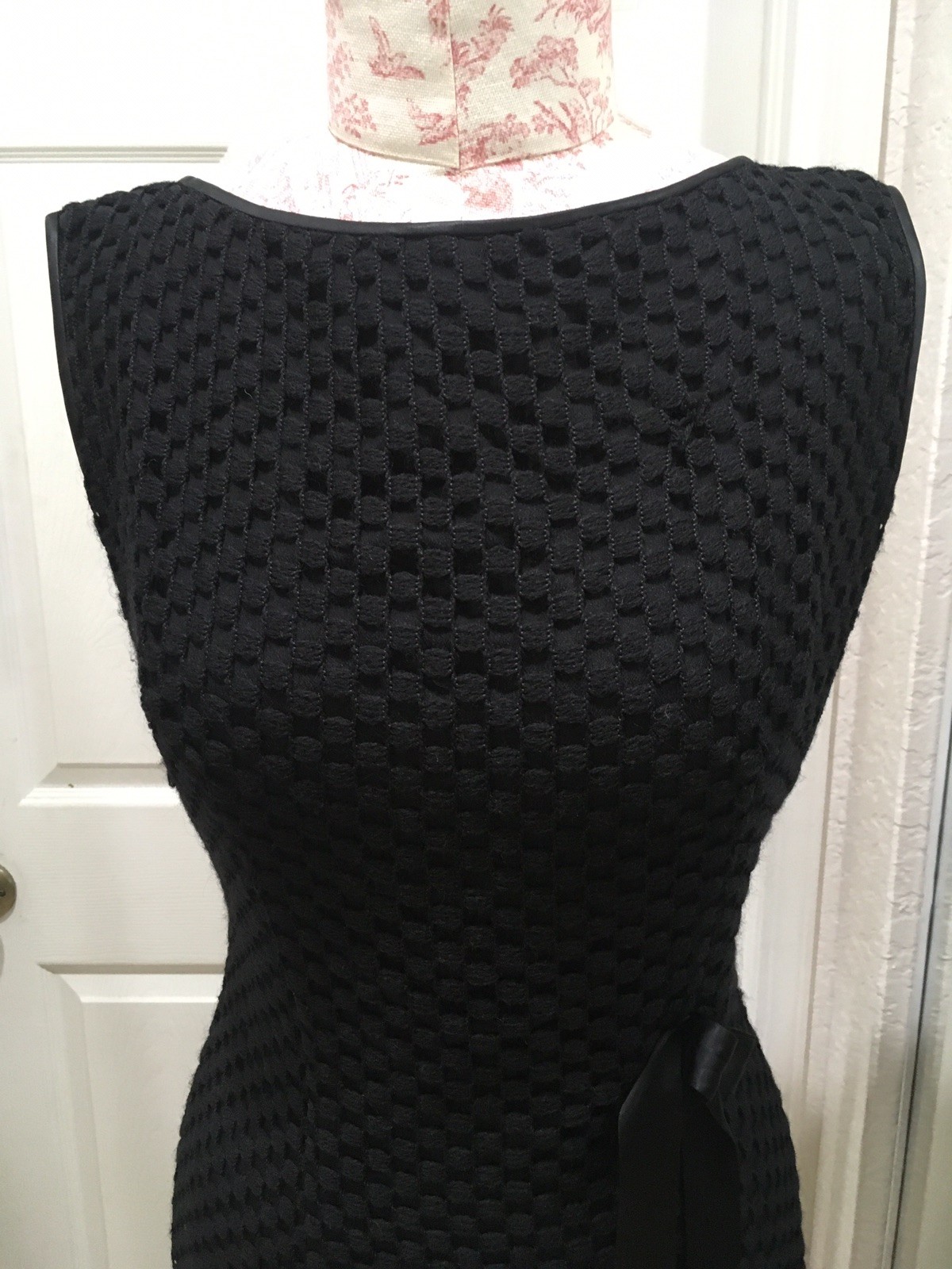 Vintage 1950’s Greta Plattry Original Black Cotton Knit Dress Medium Women’s