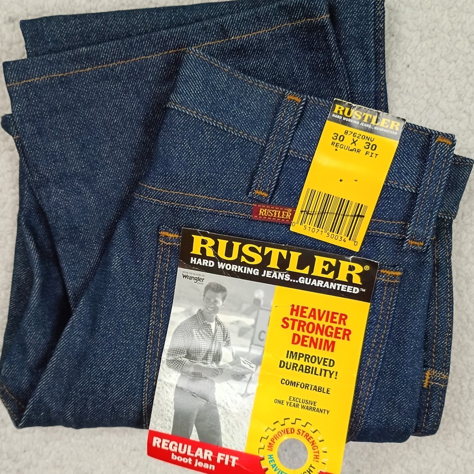 Rustler Bootcut Jean Mens *28×30 Dark Wash Blue Vintage 80s Regular Fit USA Made