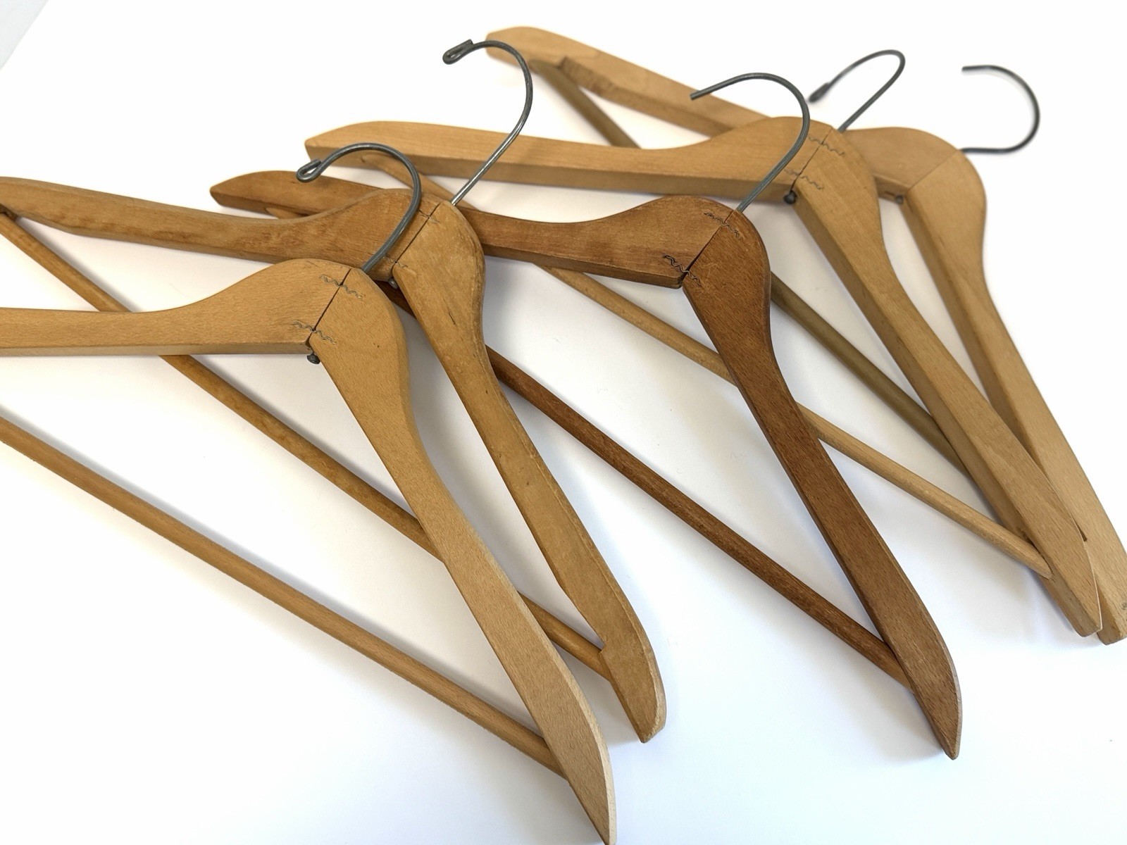 Vintage Wooden Clothes Hangers Motels NY OH MA Advertising Set Of 5