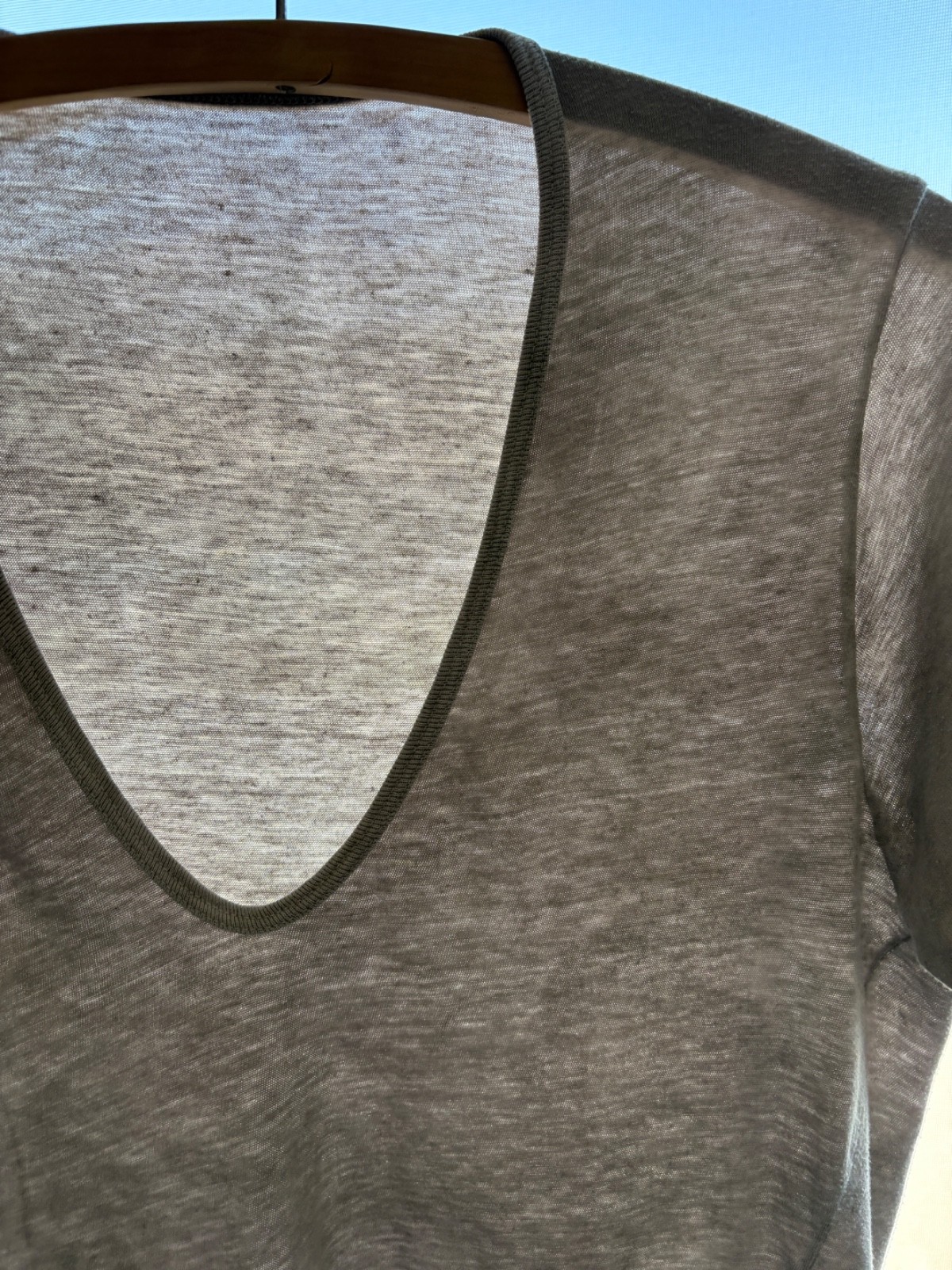 Vintage 70s 80s Paper Thin V Neck T- Shirt Faded Grey Thrasher Punk M/L