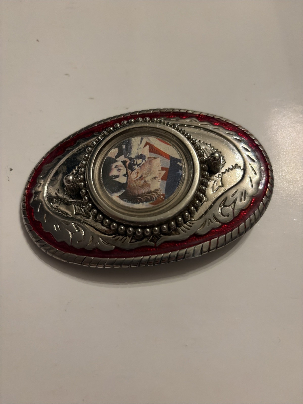 Vintage Silver 1964 Kennedy US Half Dollar Coin Commemorative Belt Buckle