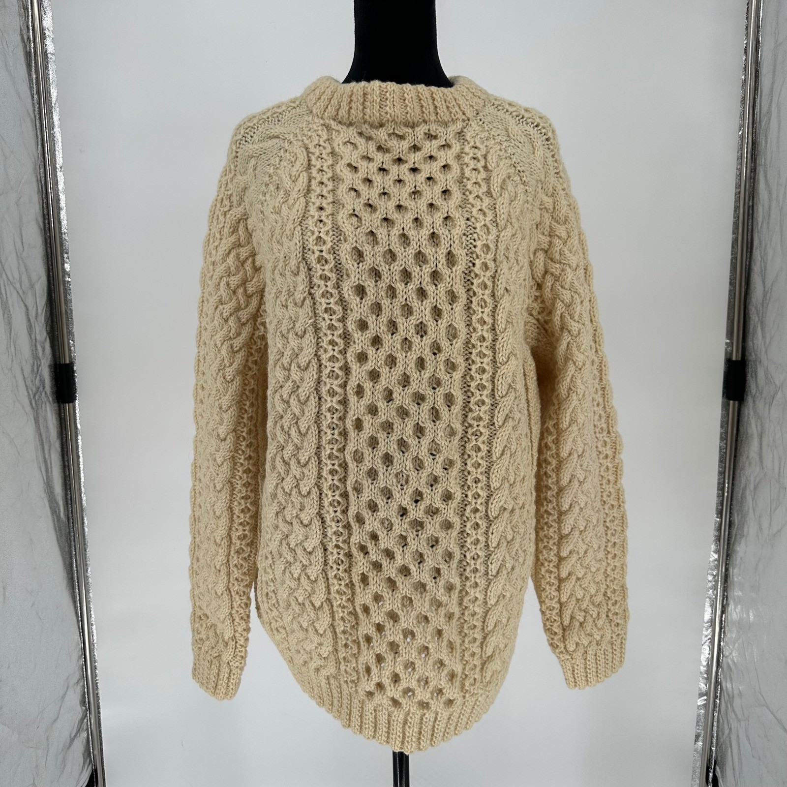 Vintage United Kingdom 100% Pure New Wool Chunky Fisherman Pullover Sweater Men