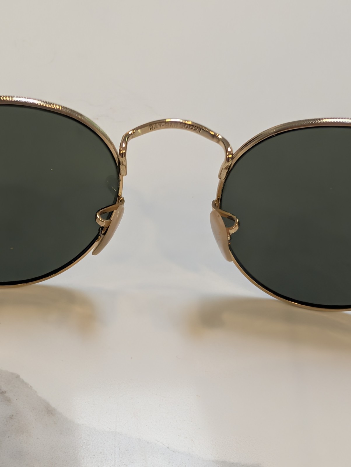 Ray-Ban Round Metal Sunglasses Gold Frame Green Lenses 50-21 145mm