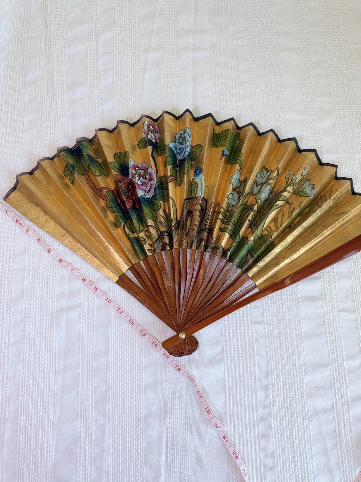 Vintage Chinese Hand Fan, Wall Decor 15”