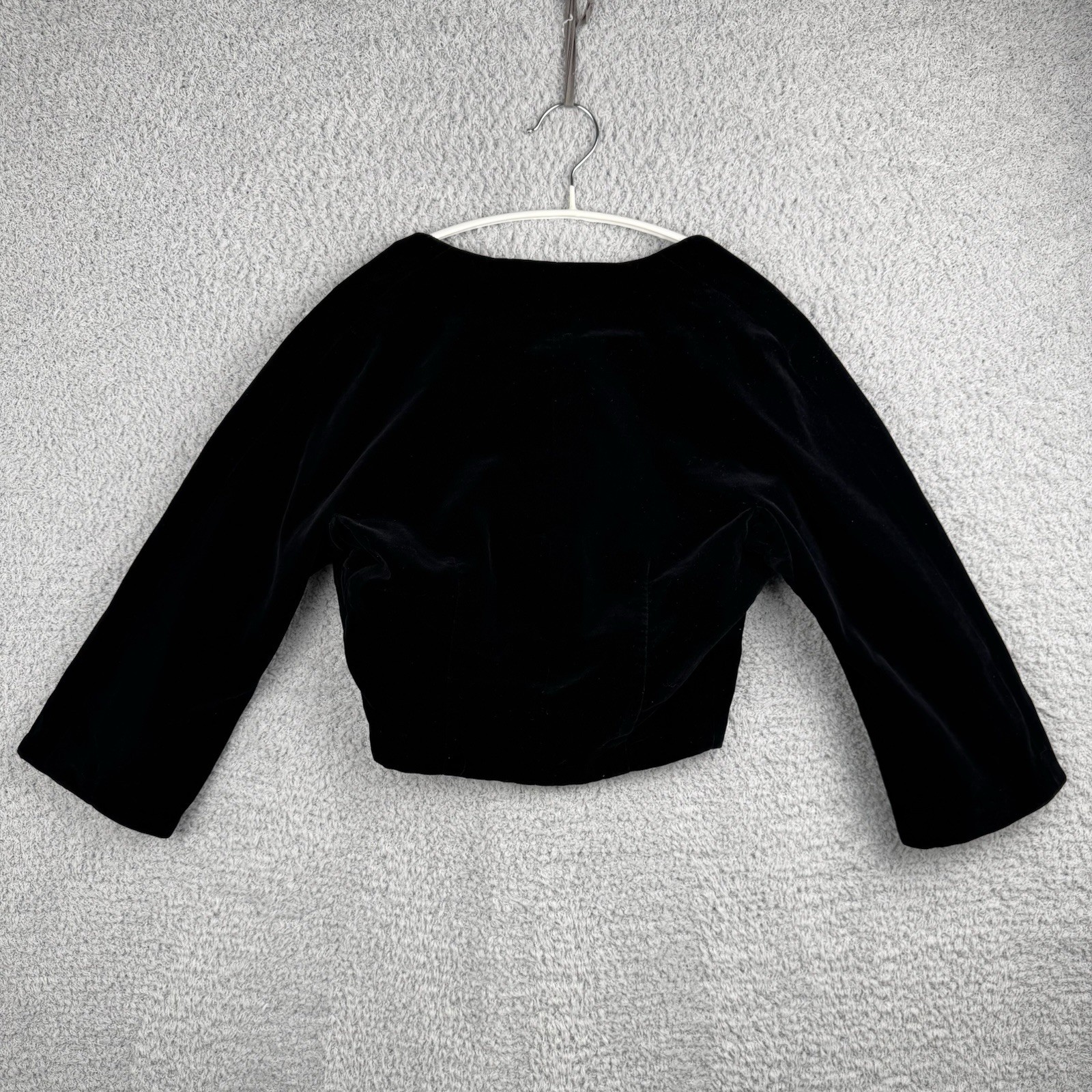 Vintage 40s 50s Velvet Crop Jacket Buttons Long Sleeve Made in USA