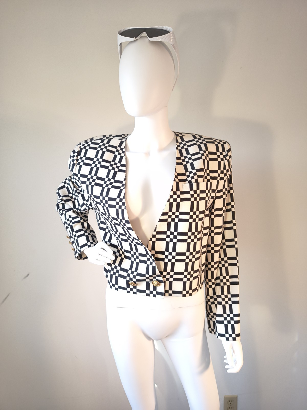 Vintage Silk Op Art Elinor Brenner Cropped 80’s Jacket Sz 12 ex. condition