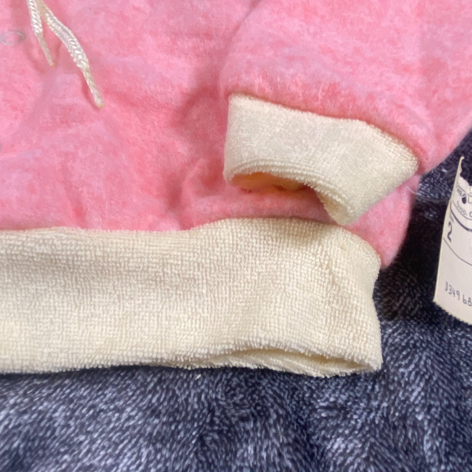 Vintage 70s JCPenney NOS Toddle Time Hoodie 2T Pink White Unisex USA Terry Cloth