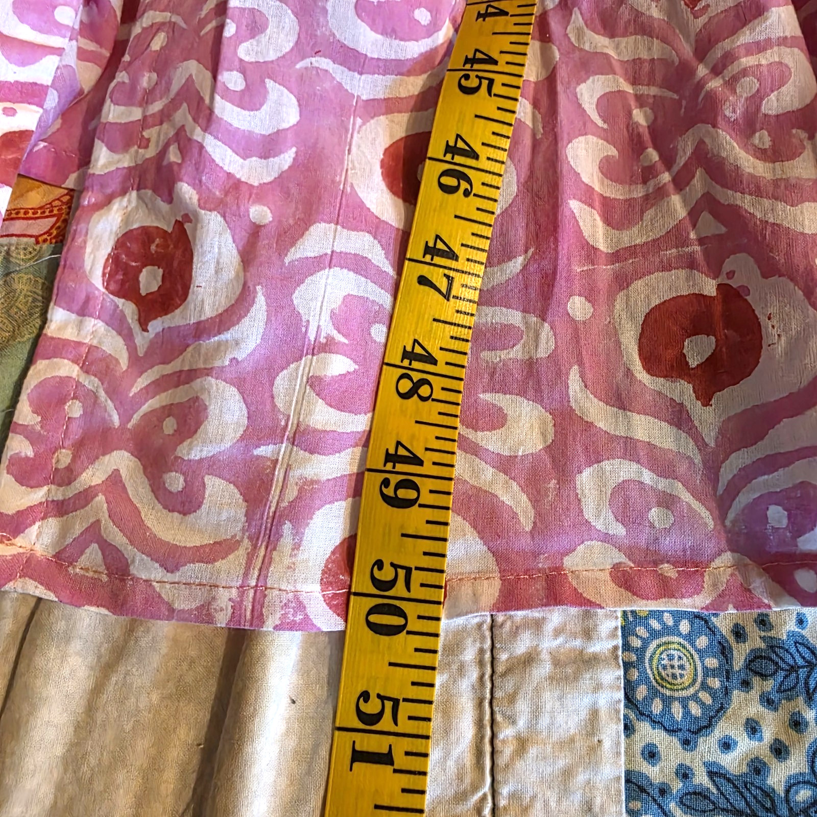 Vtg 70s Pink Psychedelic Damask Print Shirt Dress Maxi Button Front Pockets S