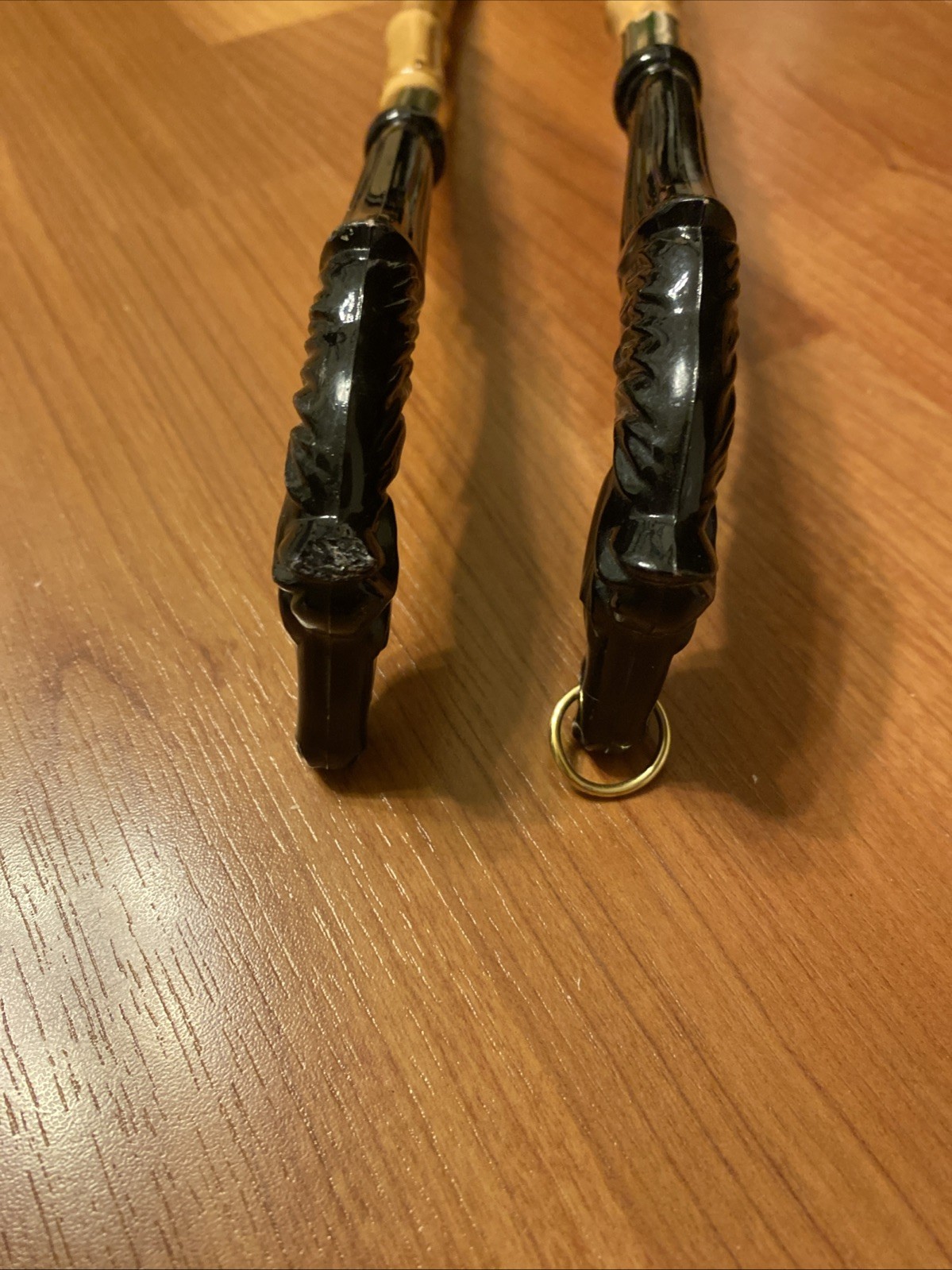 Vintage Bamboo Horse Head Shoe Horn and Brush 15” Set Japan Black Stallion RARE