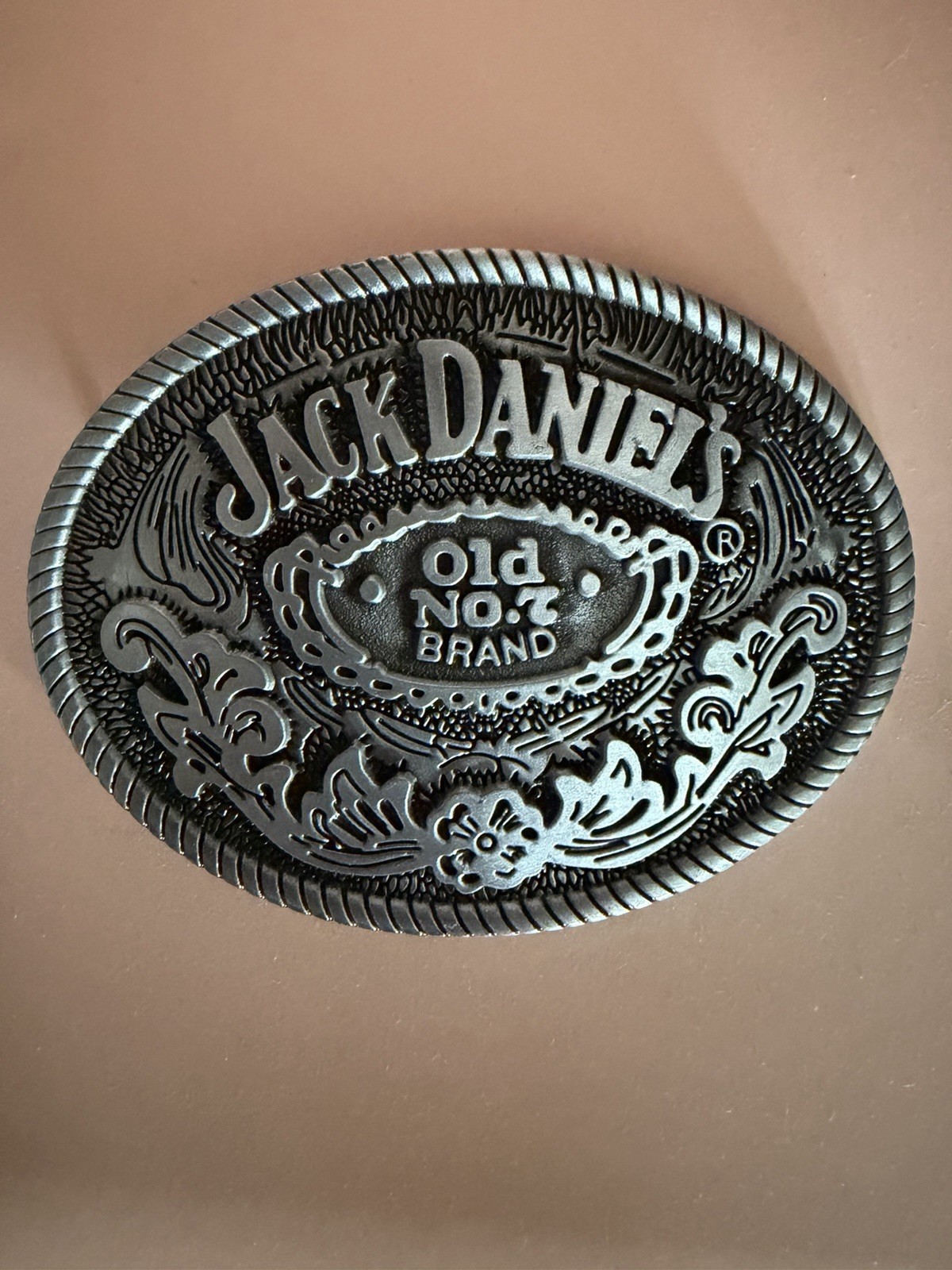 JACK DANIELS Classic Old No. 7 Brand OVAL Pewter BELT BUCKLE