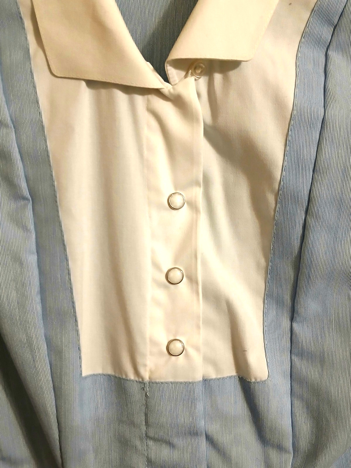 Vintage 1950’s-1960 Nurse Uniform Dres Blue & White stripe 24″ waist 34″ Length