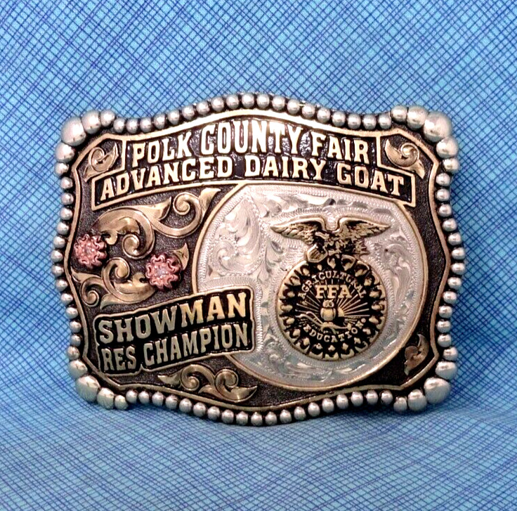 FFA Advanced Dairy Goat Showman Res Champion Belt Buckle Polk County Fair.MCS014
