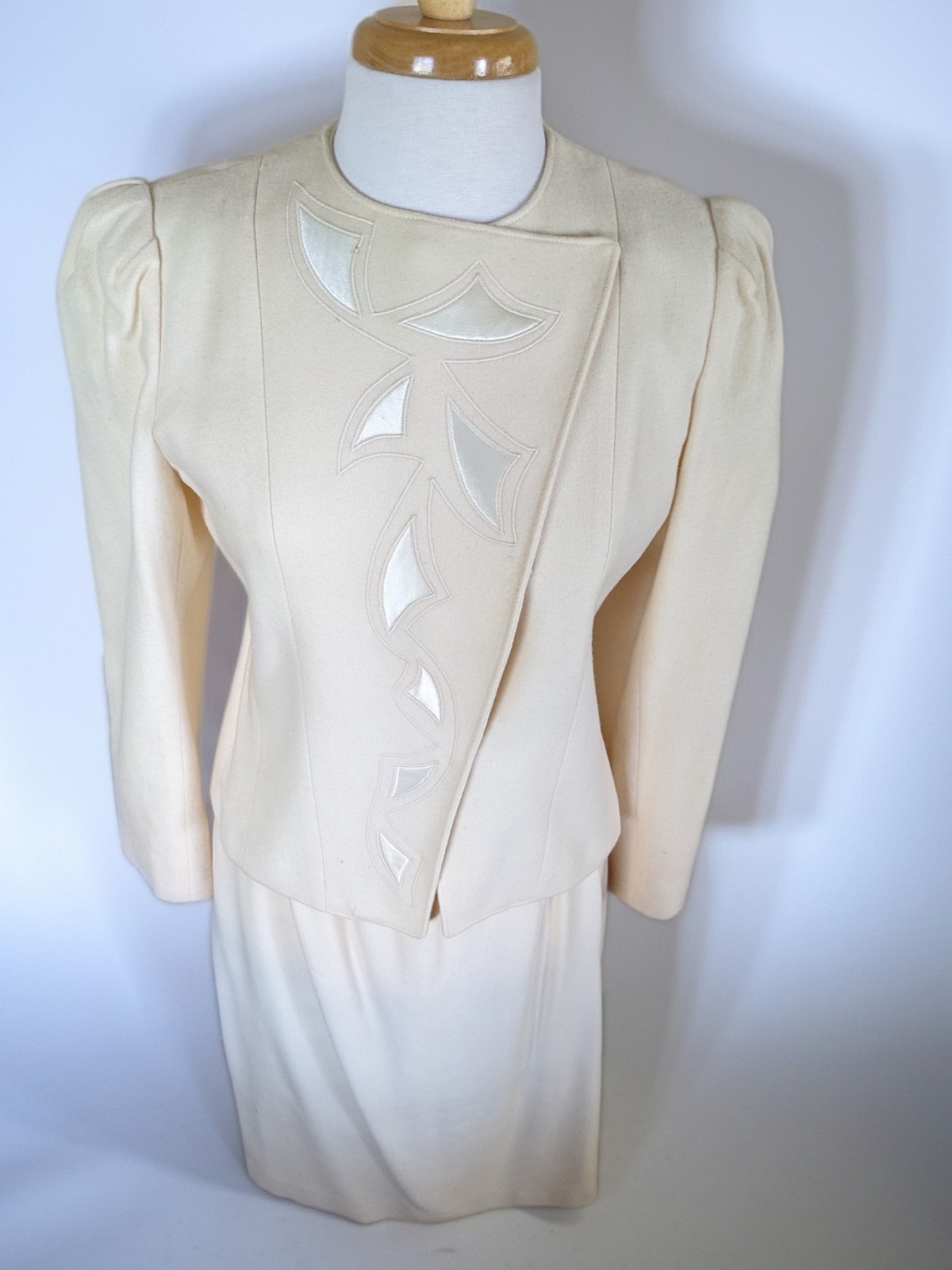 Vintage 80s Norgail LTD New York Wool Skirt Suit Puff Shoulder Power Suit