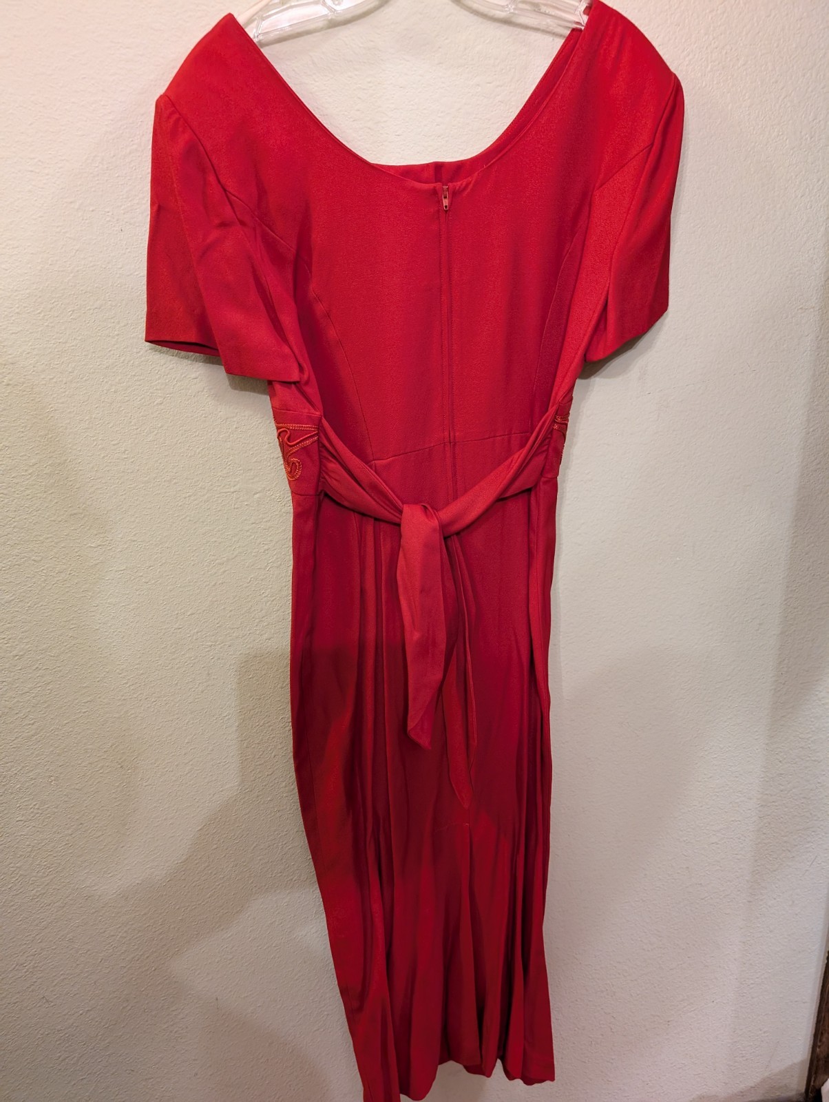 Women’s Vintage Below Knee Formal Slitted Dress Size 10, 1990s High Waist