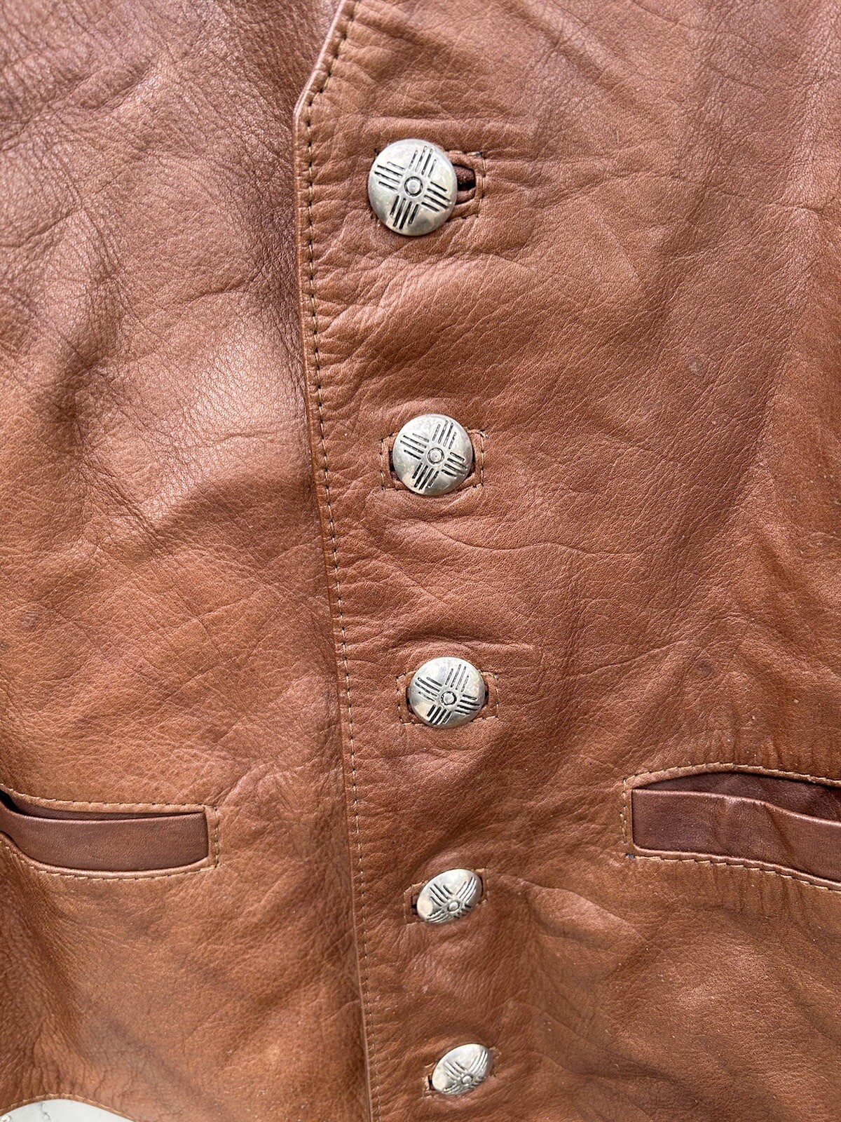Vintage Far West Co Brown Leather Vest Size Large