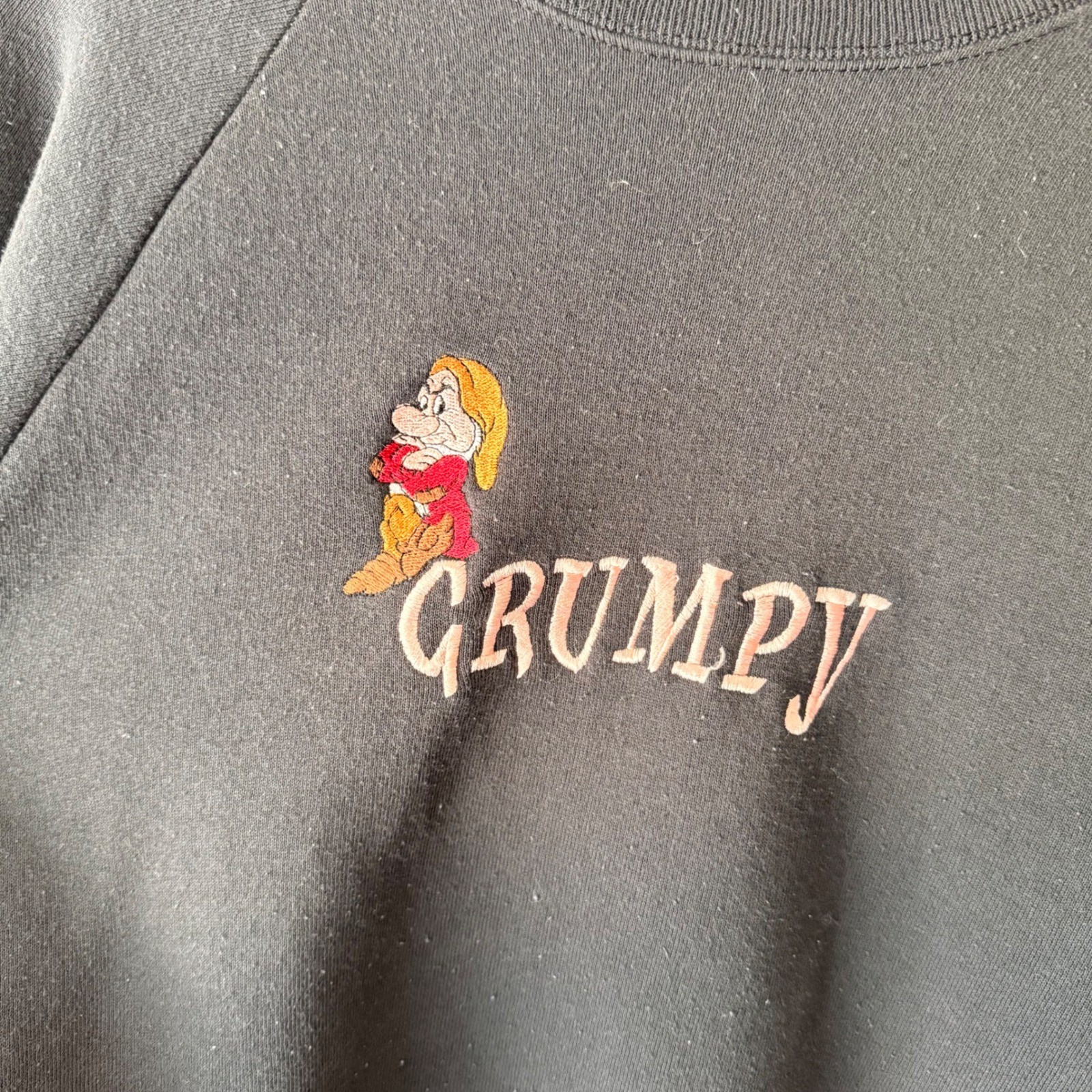 Vintage 90s Disney Character Grumpy Dwarf Graphic Long Sleeve Crew Neck
