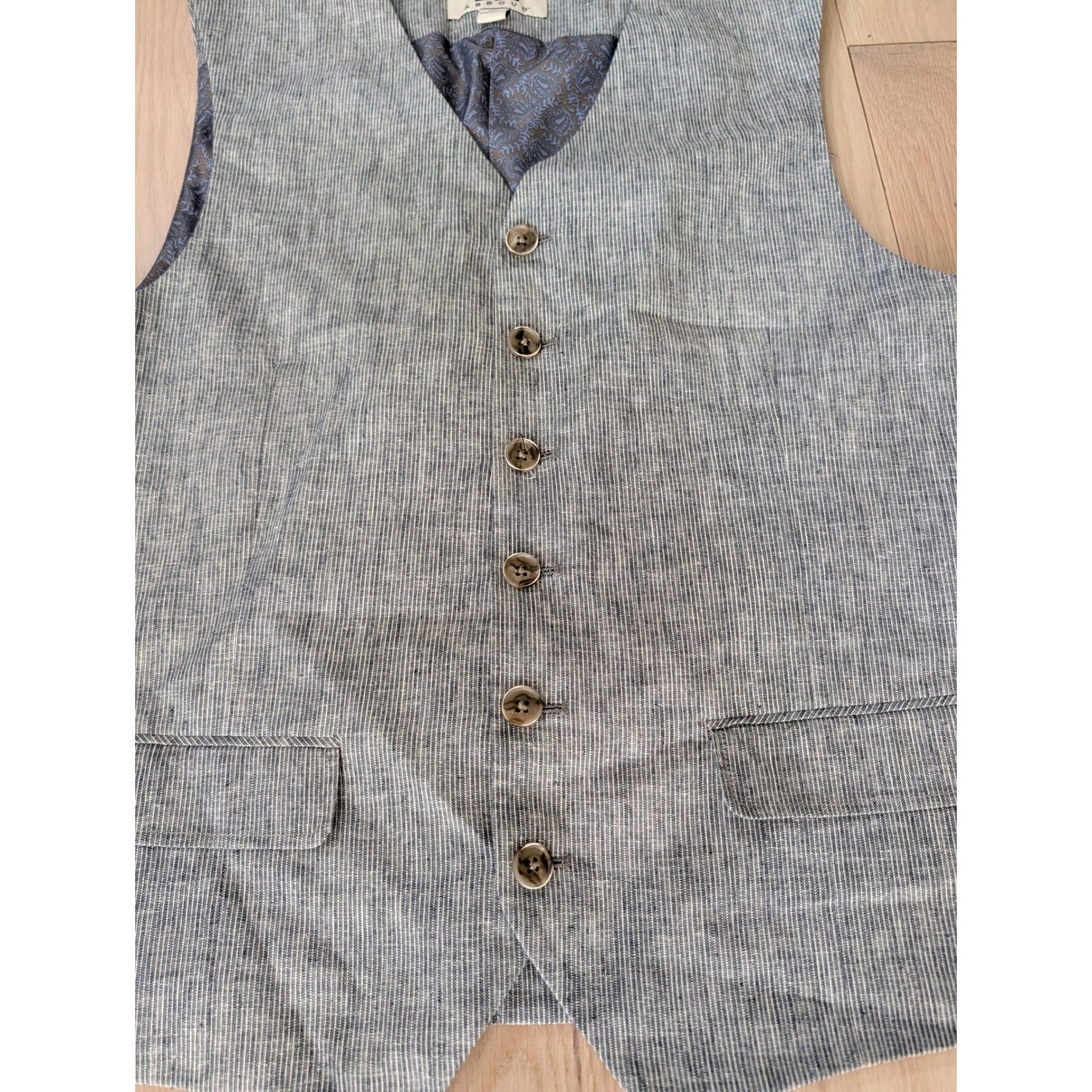 Joseph Abboud Gray Linen/Cotton Blend Button Front Vest | Men’s XL | classic