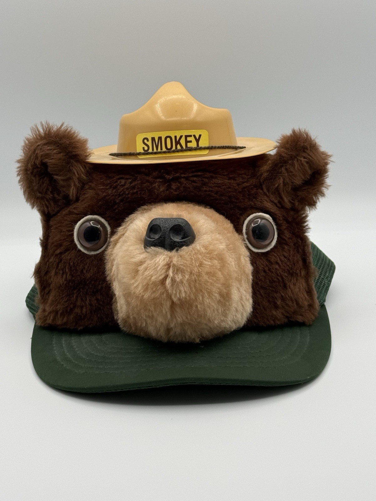 VTG 1983 Smokey Bear Plush Trucker HatSnapback 3 West Zoo Collection USA