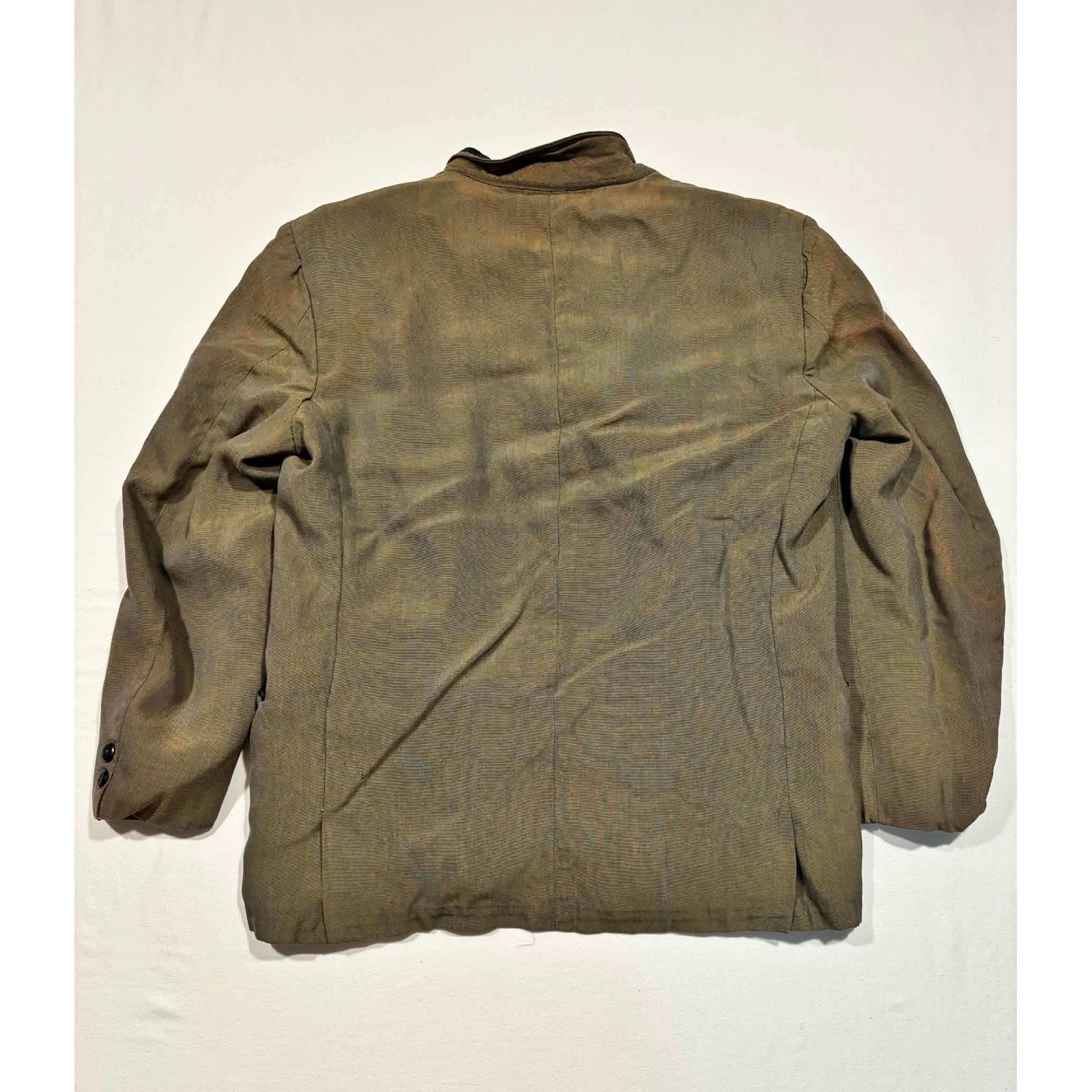 Vintage Diplomat Mens 2 Piece Suit Olive Green Mandarin Made in USA 28×22.5