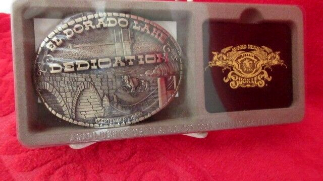 1984 El Dorado Lake Dedication Belt Buckle NIP Kansas #229
