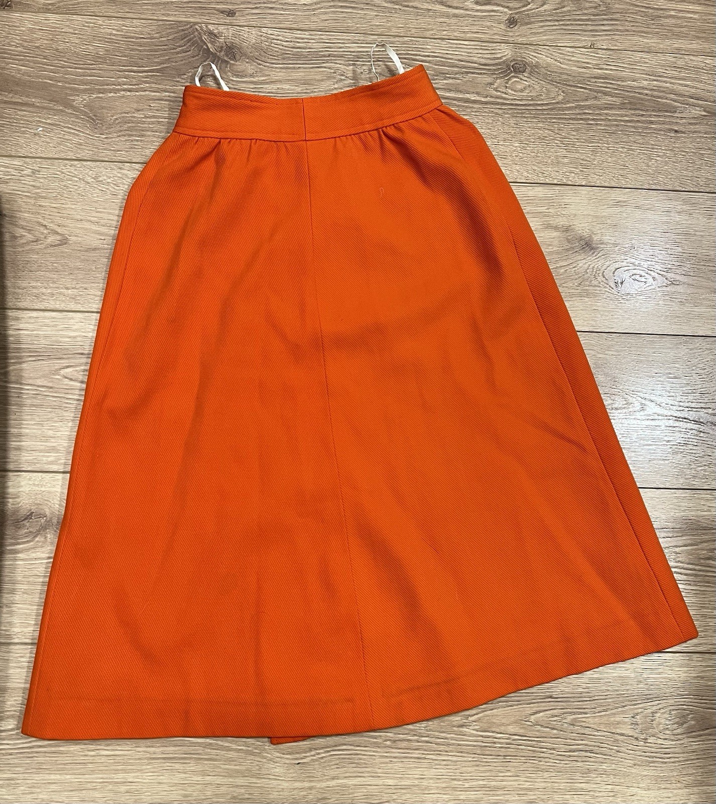 Vintage Courreges Paris 1970s Orange Wool Skirt Space Age Made in France Size XS