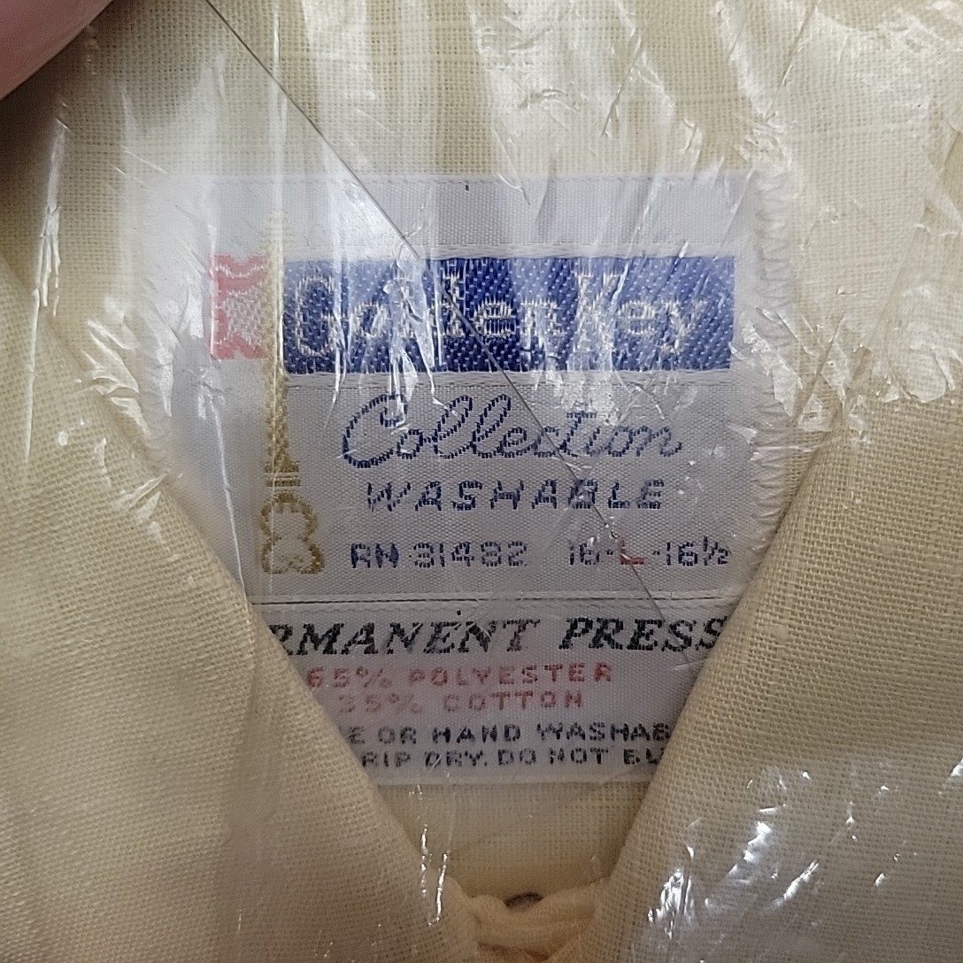 VTG Golden Key Collection Shirt Men L Yellow Permanent Press Dagger Collar Retro