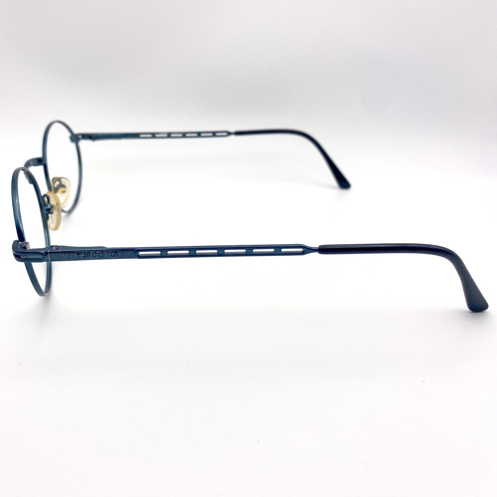 Rare Vintage 1990s Carrera Round Teal Metal Eyeglasses Deadstock Made in Italy