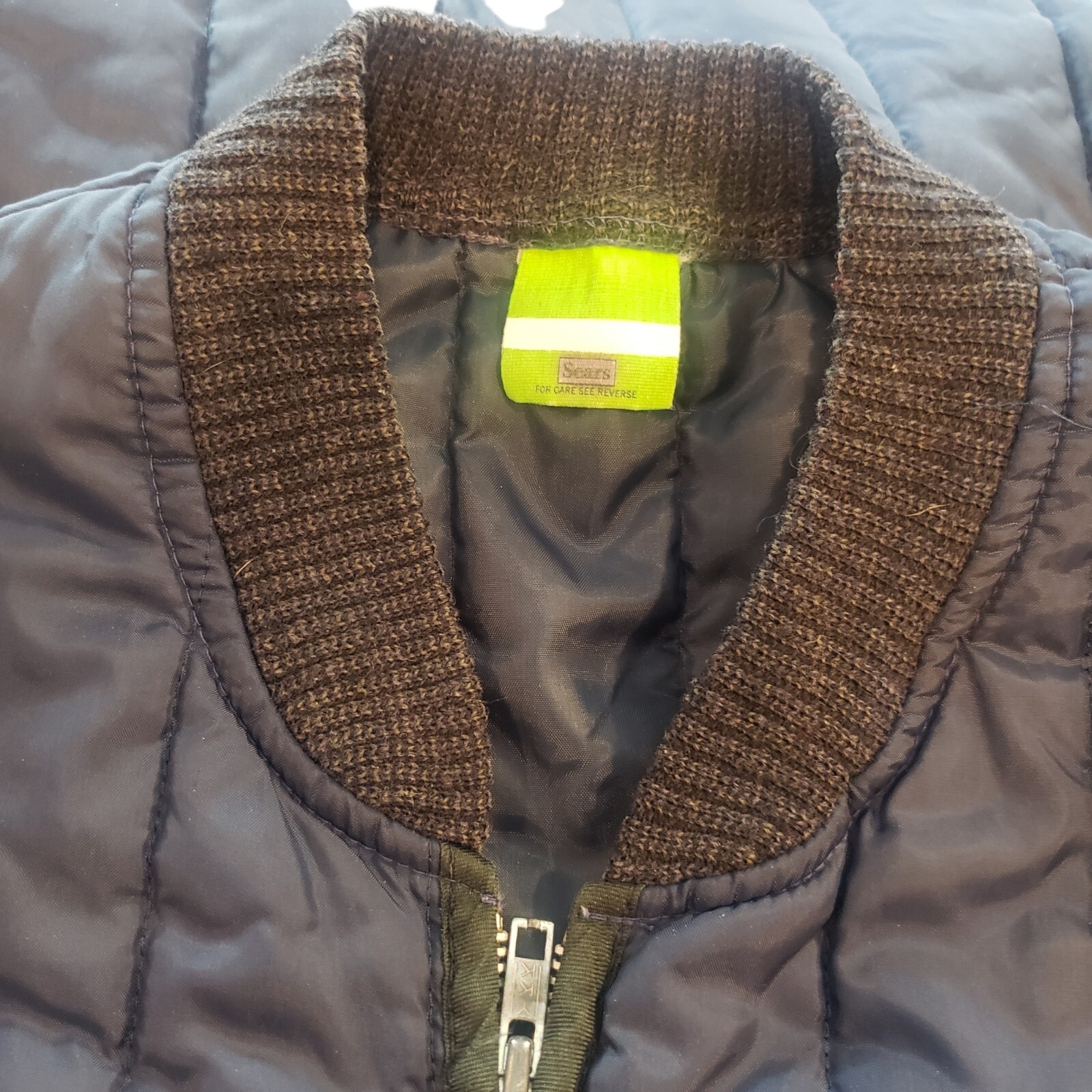 Sears Work Leisure Nylon Quilted Blue Vest 1960’s-1980’s XL* Garage Automotive