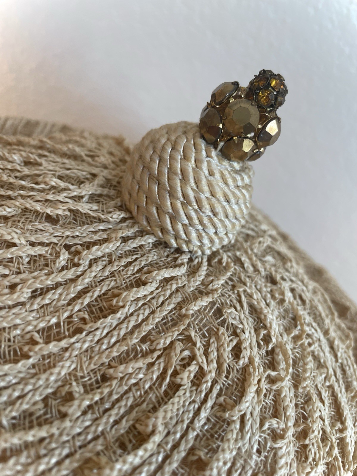 Vtg 1960s Jan Leslie Custom Design Cocktail Hat Turban Cloque Bead Mid Century
