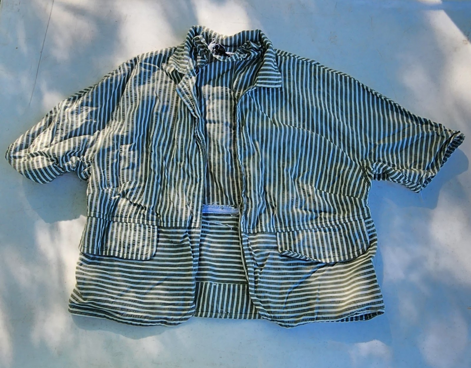 vintage striped green cropped button up with collar