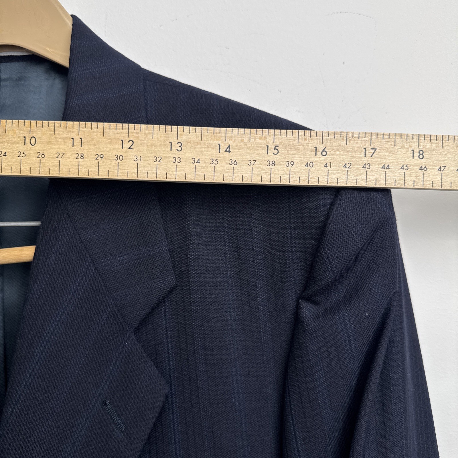 VTG Yves Saint Laurent YSL 2-Piece Suit 40R Navy Pinstripe Wool 80s Lapel Mens