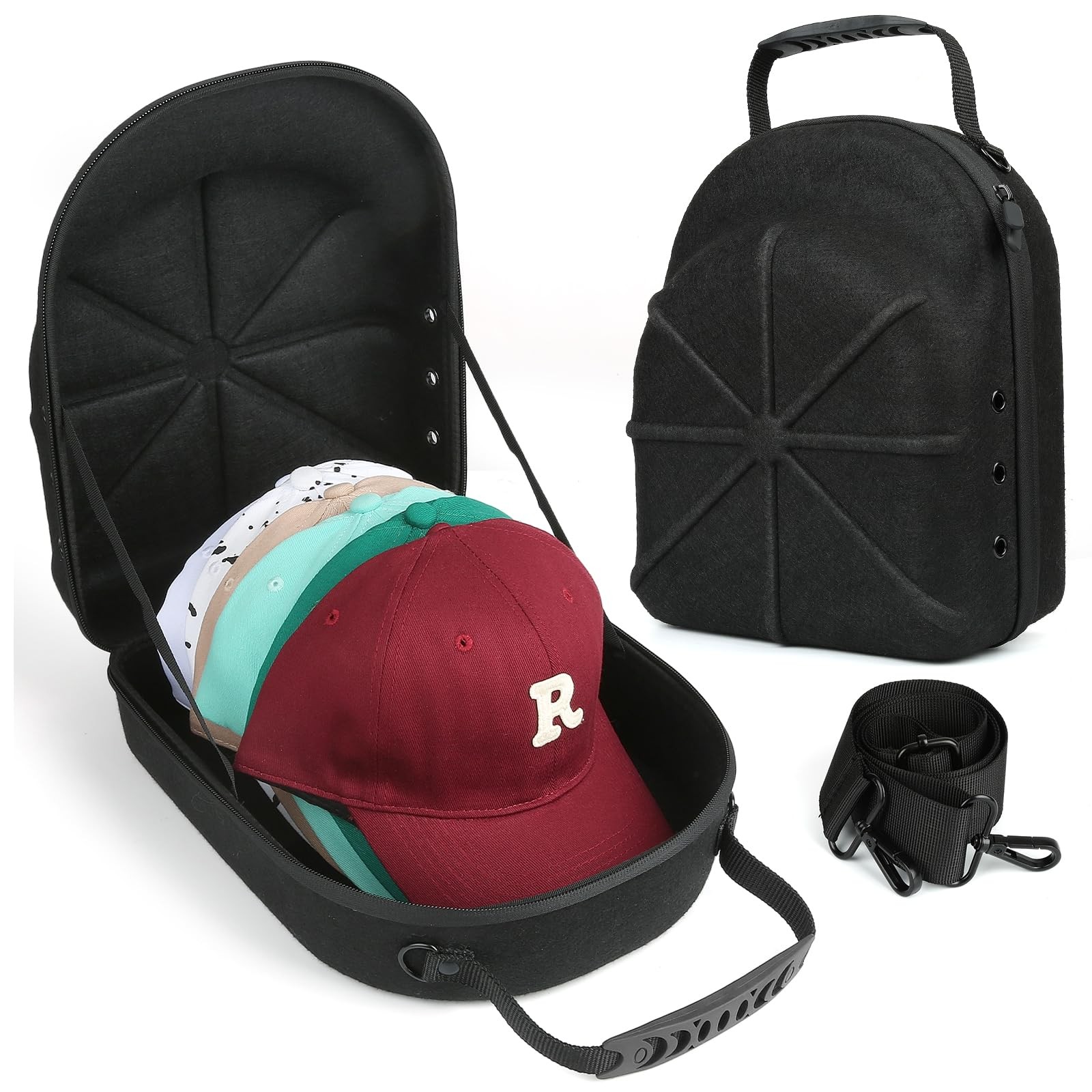 GERMUN Hard baseball hat case, Hat Carrier 11.5 x 9 x 5.25 inches, Black