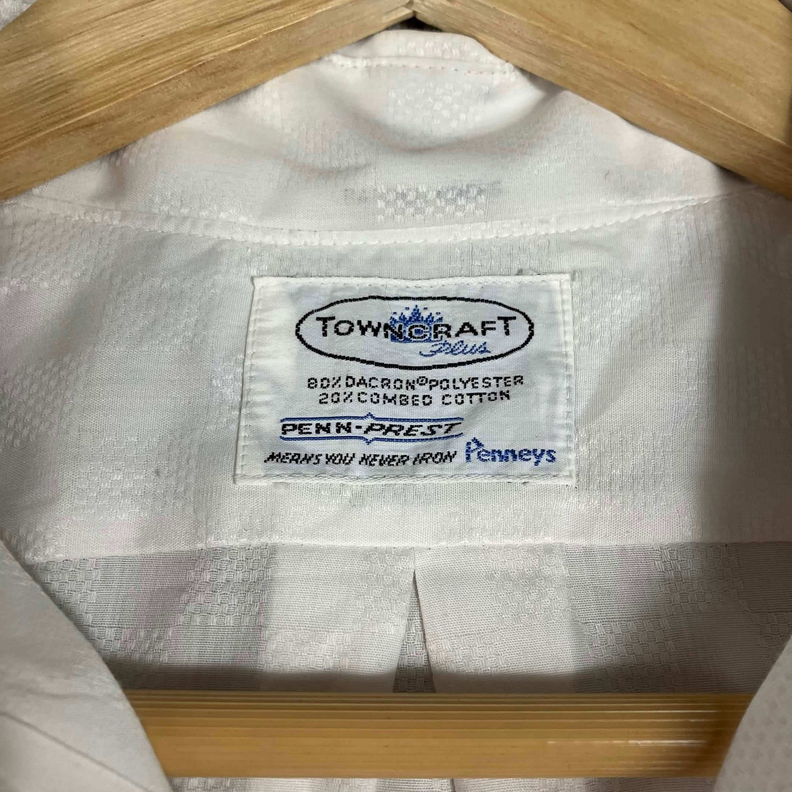 Vintage Penneys Shirt Mens 16 32 Towncraft Button Up Penn Prest White 60s 70s