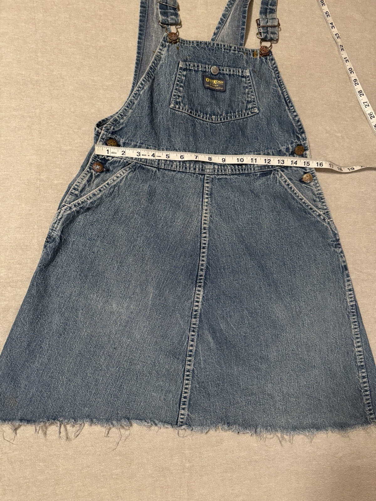 Vintage USA OshKosh B’Gosh Vestbak Denim Overalls Jumper Dress Small Grunge 90s