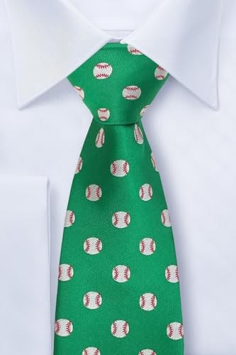 Sports & Specialty Ties | Neckties for Men | Microfiber 3.15″ Baseball – Green