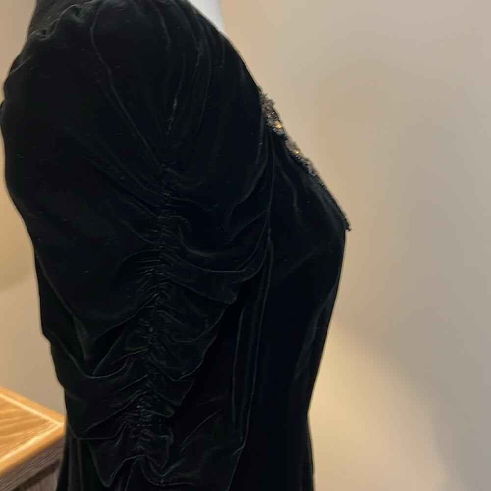 Beautiful Vintage GENET VIVIEN Black Velvet Dress S Cocktail Sexy Sequined Gold
