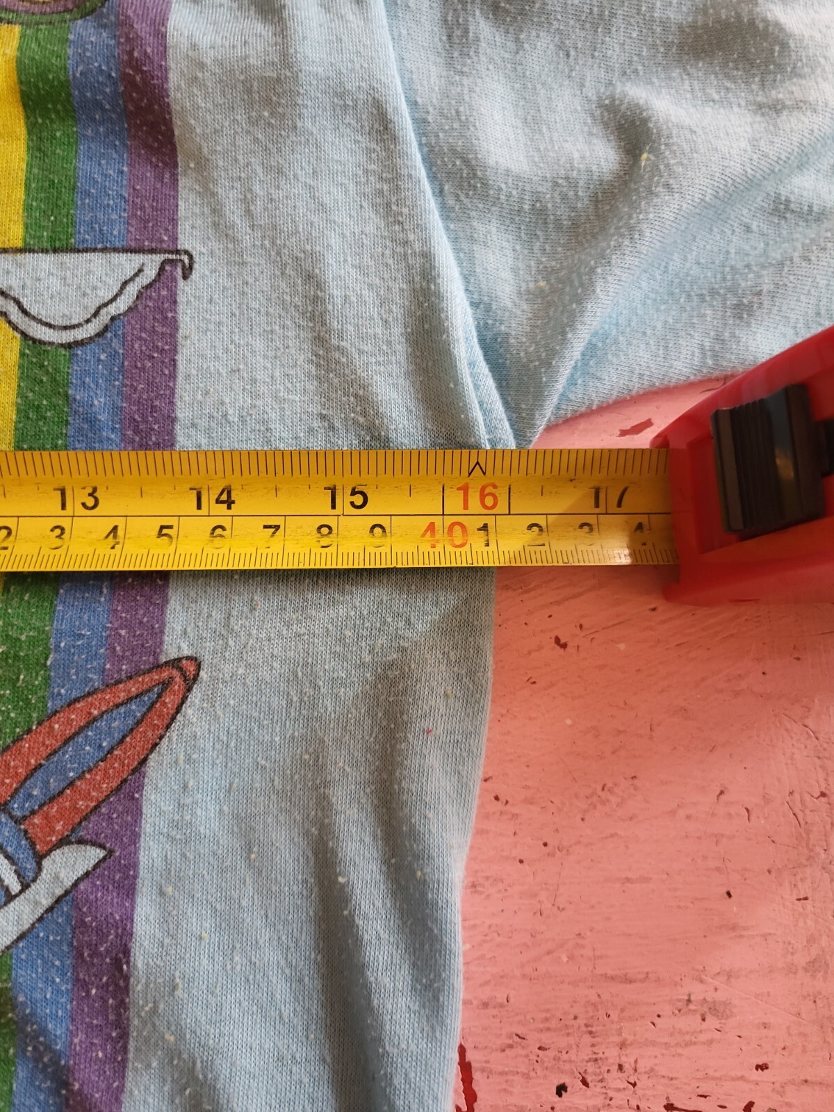Vintage RARE 1970s Shazbot Mork & Mindy blue graphic tee shirt rainbow suspender