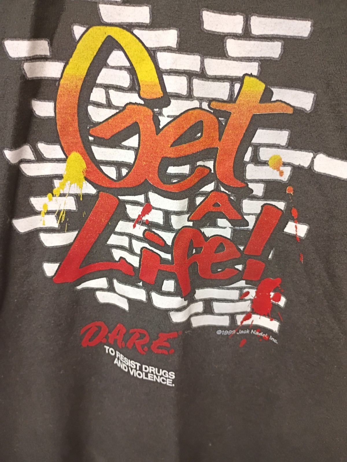 Fruit of the Loom Best XL Black D.A.R.E. “Get a Life” 90s Vintage T-Shirt