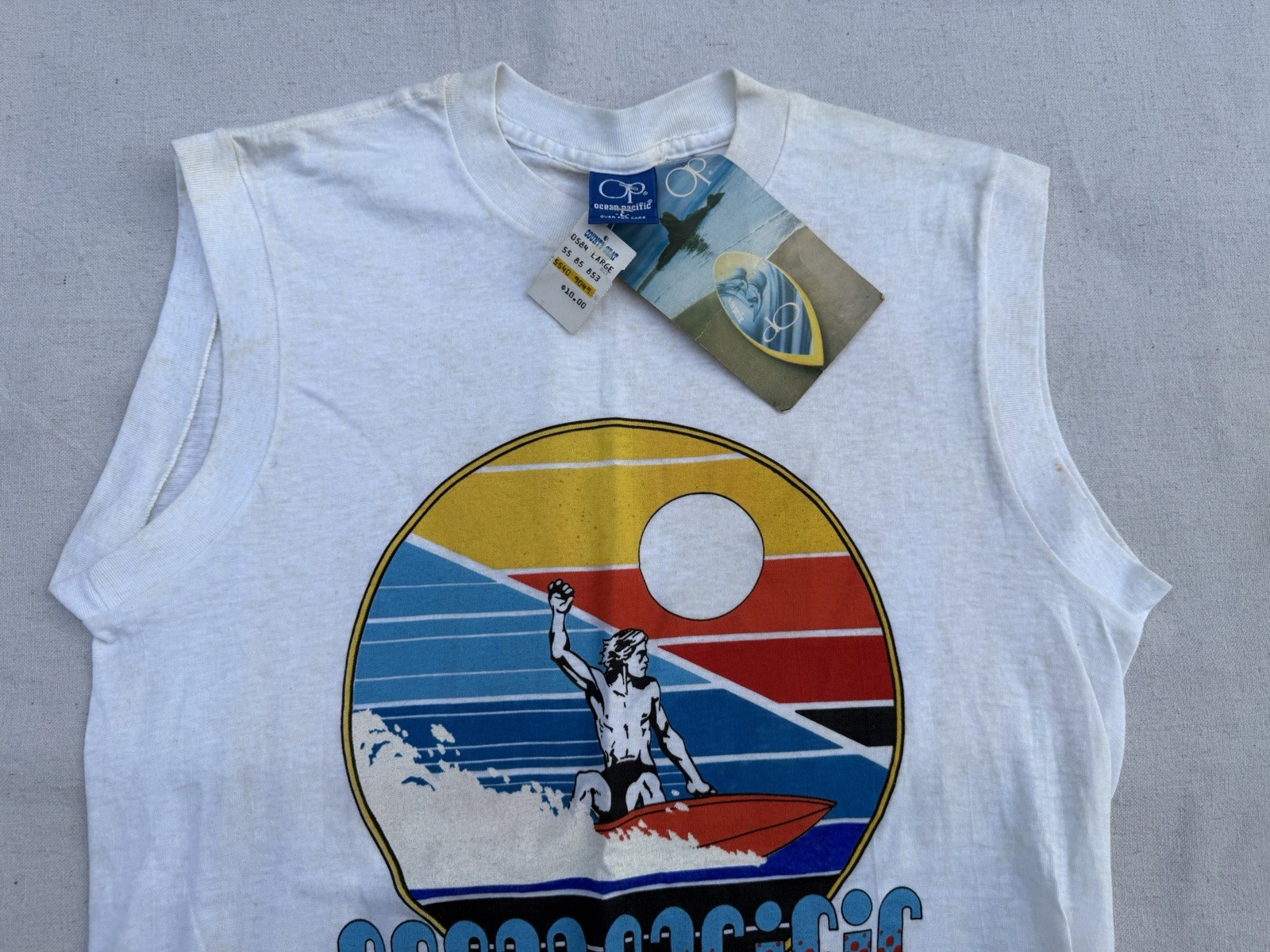 Rare Vtg 80s OP Ocean Pacific Sunwear Logo Surfer Shirt Surf Single Stitch