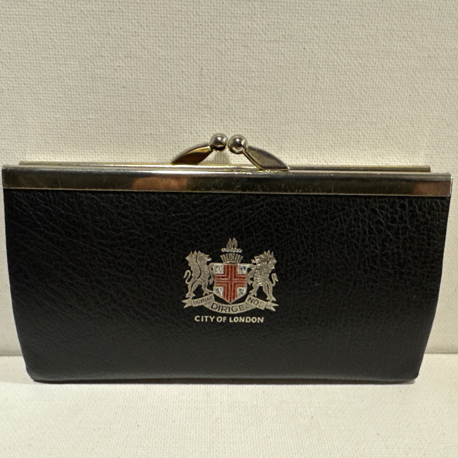 VINTAGE Leather City of London Coat of Arms Coin Card Wallet Domine Dirige Nos