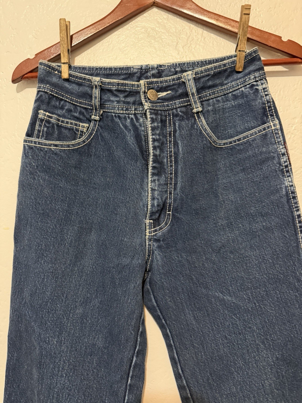 VTG 70s 80s Jordache Woman High Waist Flare Jeans 25 X 32 Made in HK Embroidered