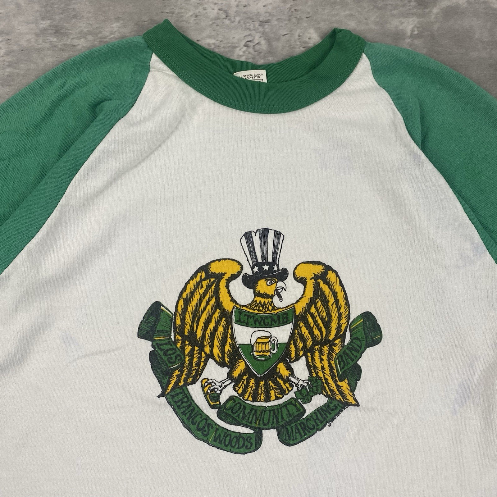 vintage 70s 80s RUSSELL ATHLETIC raglan t shirt LTWCMB LOS TRANCOS WOODS eagle