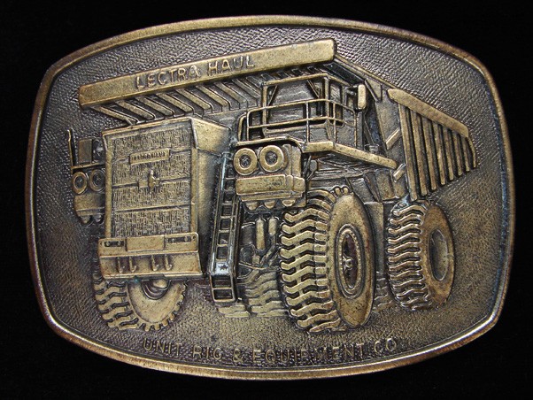 OF05151 *NOS* 1970s **LECTRA HAUL UNIT RIG & EQUIPMENT CO.** BRASSTONE BUCKLE
