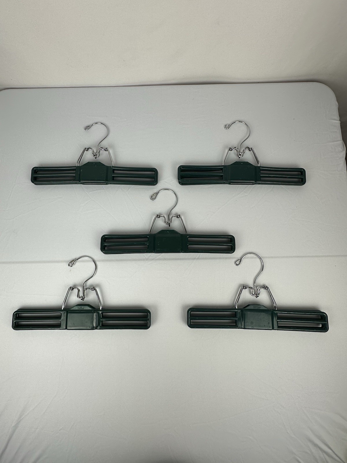 Vintage Lot 5 Retro Green Tamor Plastic Metal Pants Skirts Clamp 11.5” Hangers C