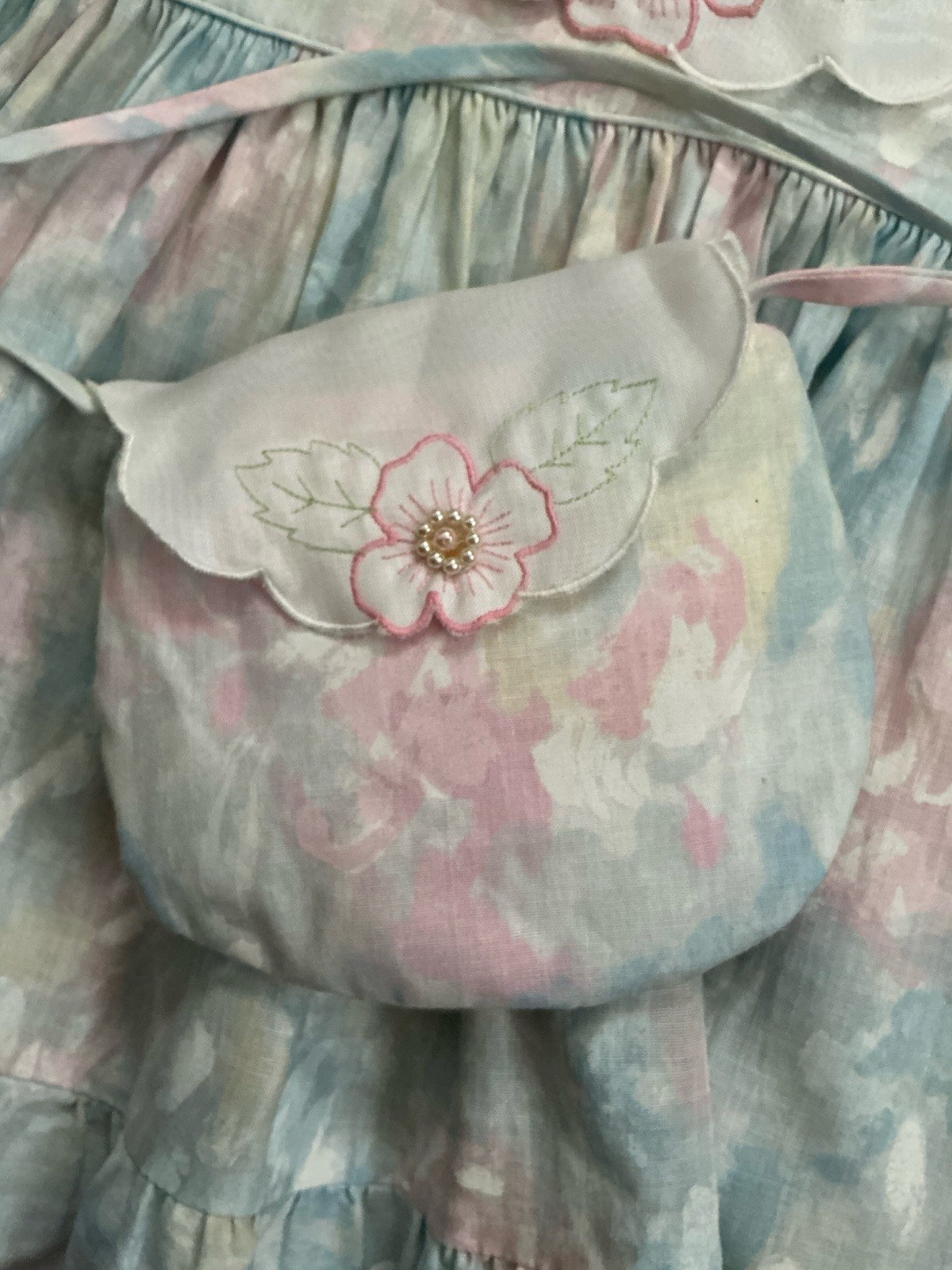 Vintage Dress Floral Party Sz.6 Girls Y2K w’ Purse~Pearls RN 16954 Philippines